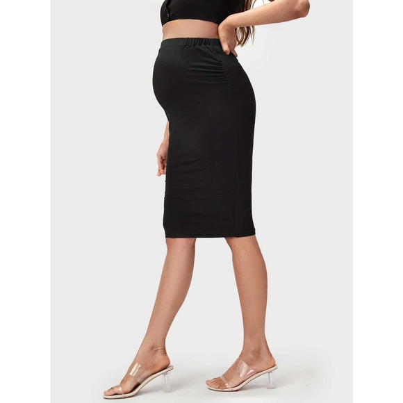 Maternity Elastic Waist Pencil Skirt black - Picture 3 of 5